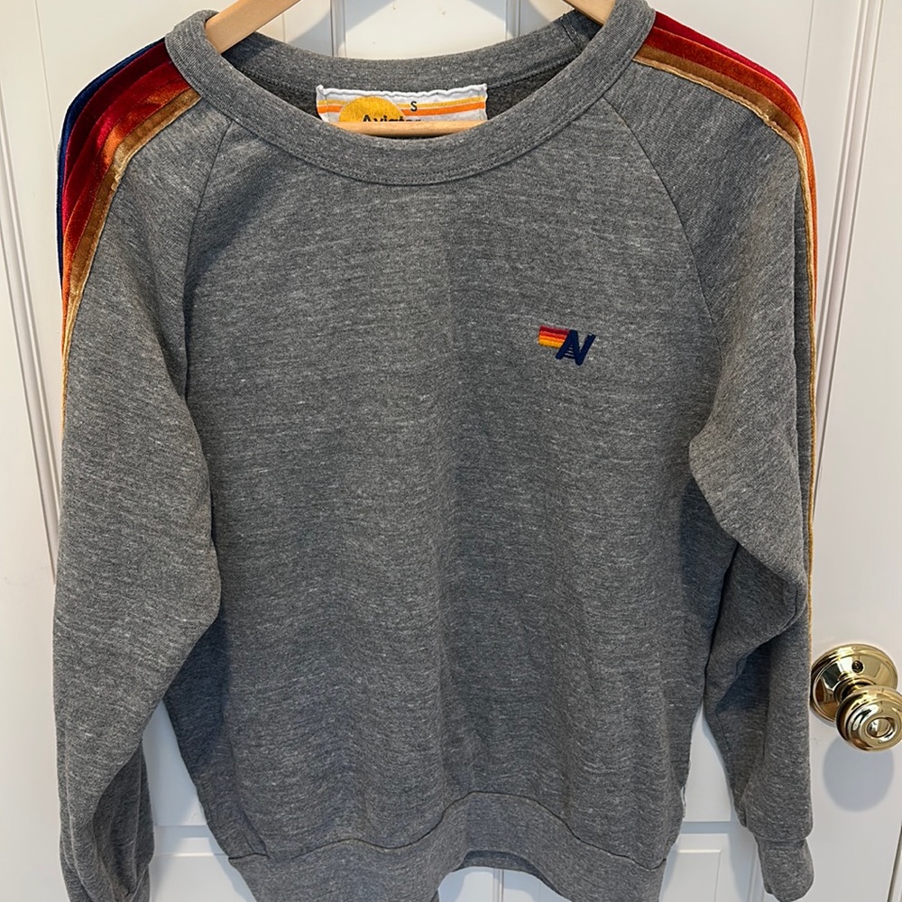 Aviator Nation Classic Sweatshirt with velvet stripes